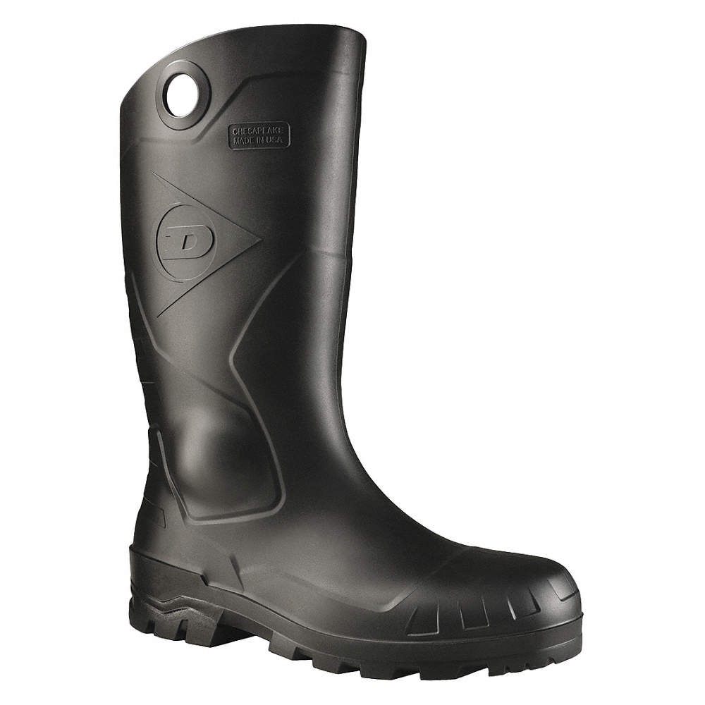 DUNLOP 86776 Rubber Boot,Unisex,10,Knee,Black,PR PK 5