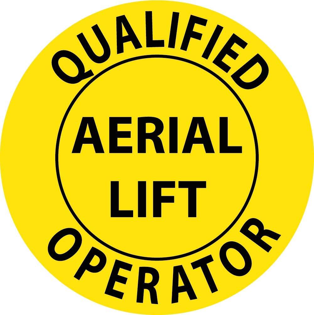 NMC HH84R Safety Sign Hard Hat Label, Qualified Aerial Lift Operator, 2″Dia.
