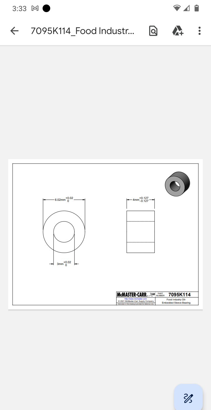 8 Oilite non-tox bearing aam0306-04nt 3mm Shaft Diameter 6mm Housing ID 4mm Long