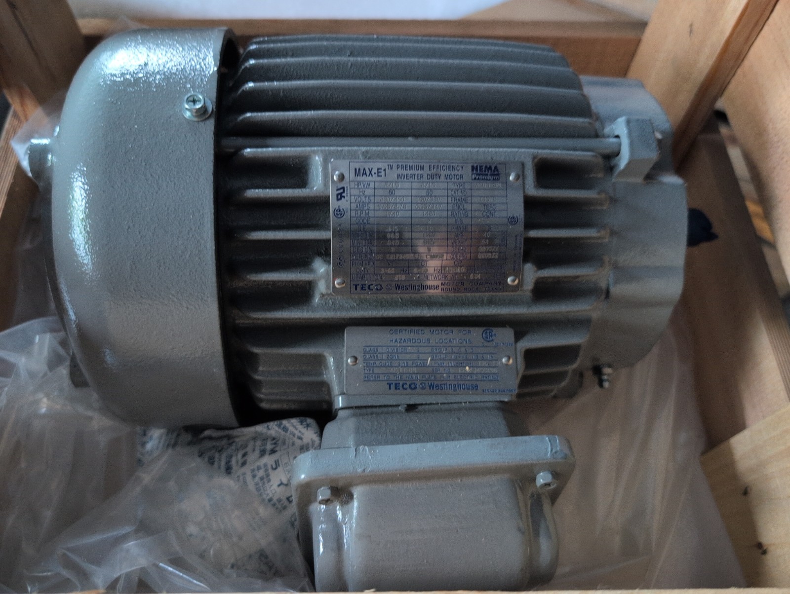 New TECO Westinghouse MAX-E1 Premium Efficiency Inverter Duty Hazardous Location