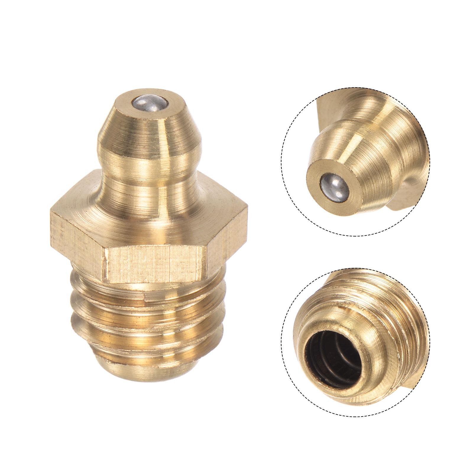 5Pcs Brass Straight Hydraulic Grease Fitting Accessories M10 x 1.5mm Thread