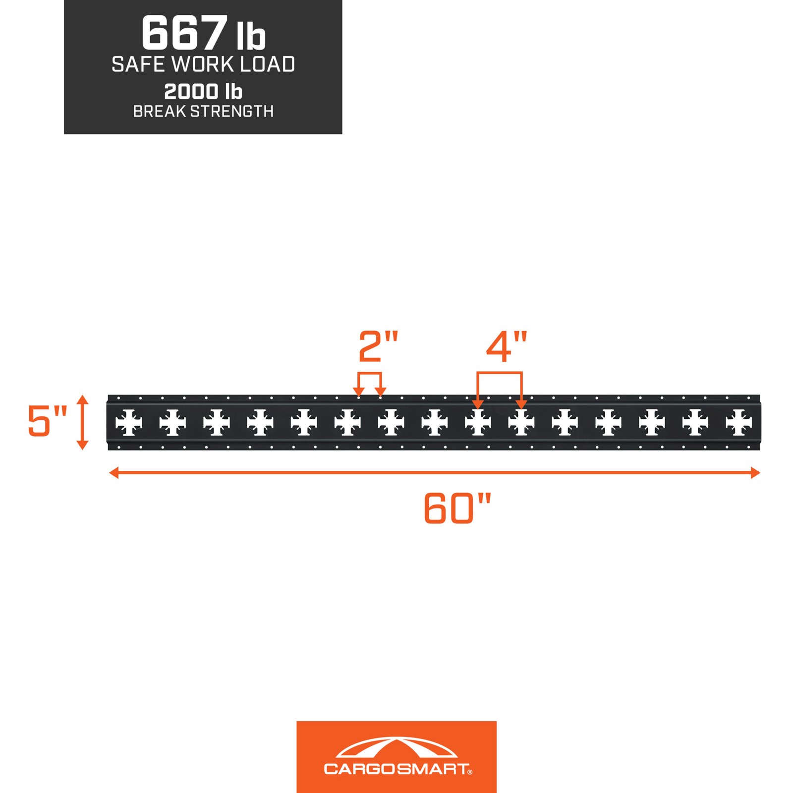 CargoSmart X-Track Rail, 60in., Matte Black, Model# 1788