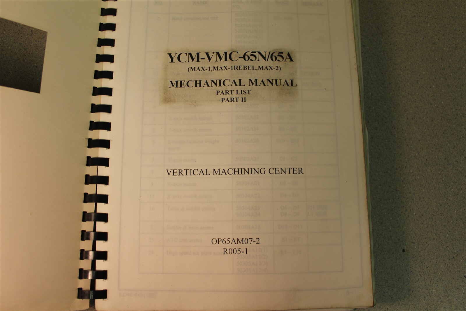 NEWSupermax YCM-VMC-65N/65A Mechanical Manual Parts list II *FREE SHIPPING*