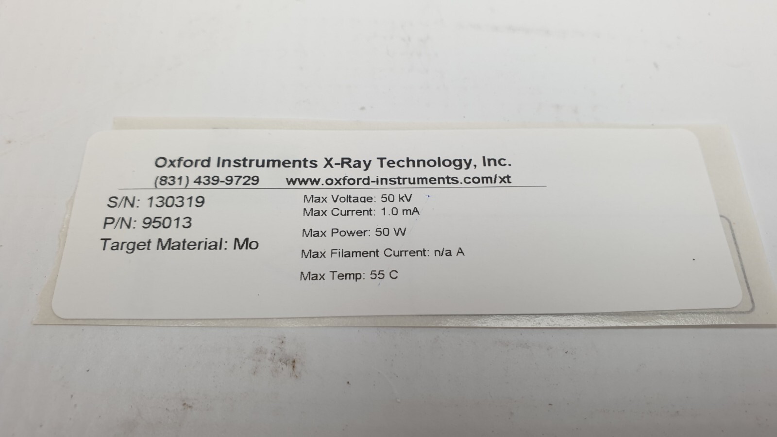Oxford Instruments X-Ray Technology P/N: 95013