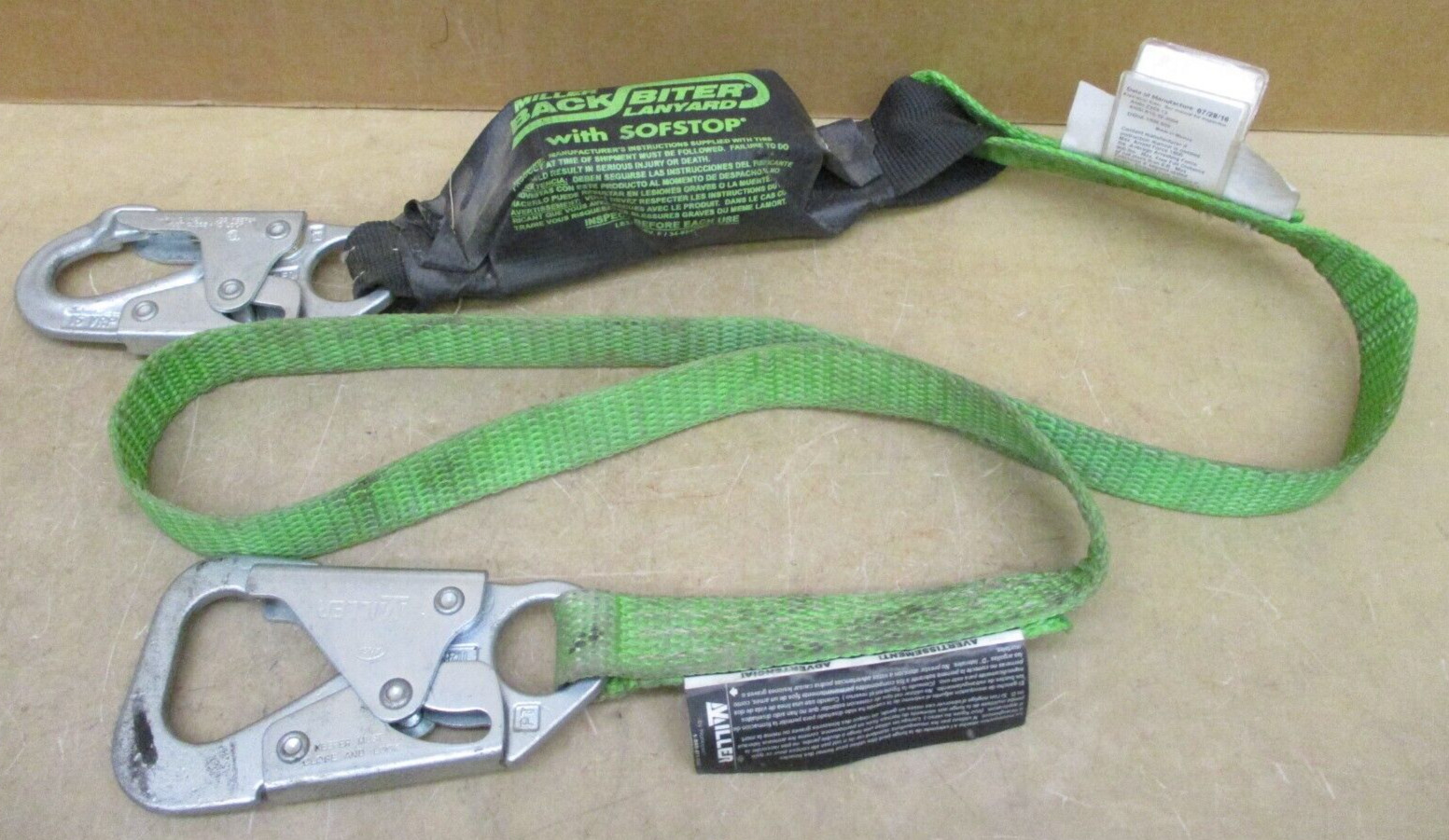 Miller 913B/ 6FTGN Back Biter Lanyard 310 Lb Capacity w/ SOFSTOP 48861LIN