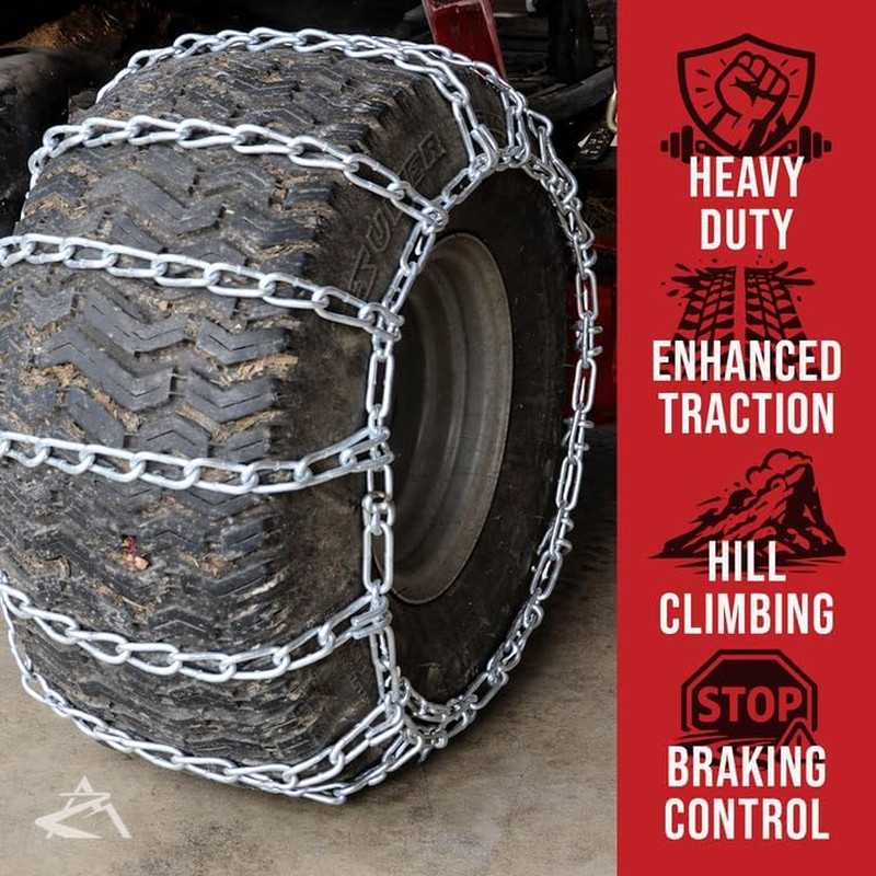 2 Link TIRE Chains 18X6.50-8 18X650-8 18X650X8 18-6.5-8 Tractor Rider Snowblower