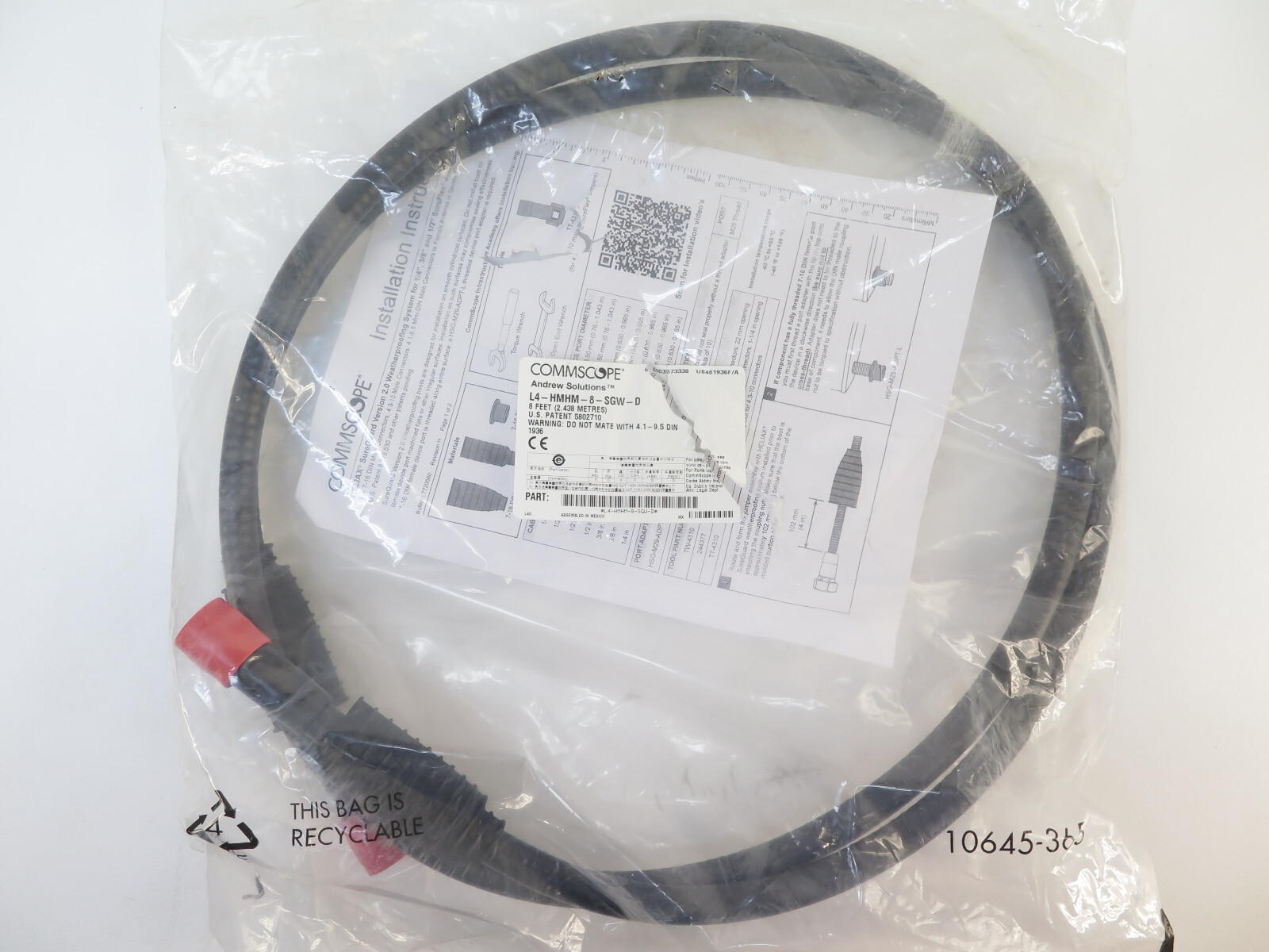 COMMSCOPE L4-HMHM-8-SGW-D Jumper Weather Proofing 8ft, 4.3-10 (M) to 4.3-10 (M)