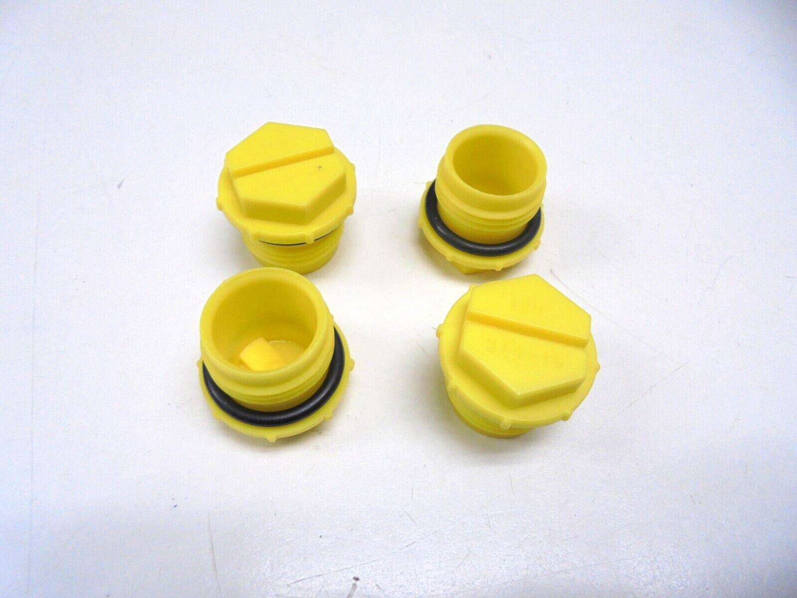 Lot of 4 Yellow Plastic 3/4″-16 SAE Threaded Port Plugs With O-Ring