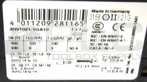 NEW SIEMENS 3RA1125-1GD23-1BB4 COMBINATION STARTER WITH 3RV1021-1GA10