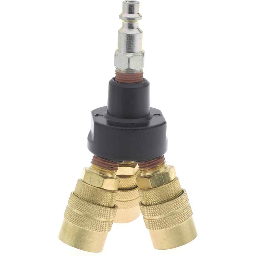 Pneumatic Tri-Pod Interchange Manifold: Brass Body, 1/4″ Inlet, 3 (1/4″) Outlets