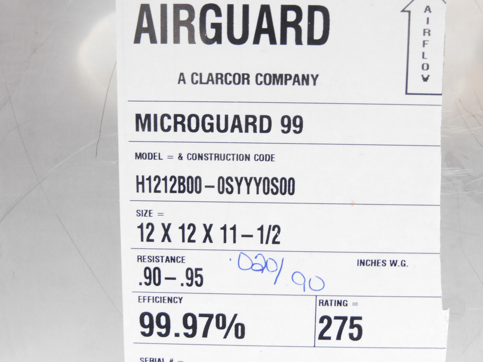 CLARCOR AIRGUARD H1212B00-0SYYY0S00 (AS PICTURED) NSMP