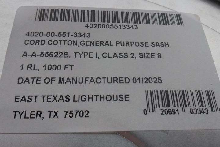 Skilcraft 4020-00-551-3343 1/4 In Dia 1000 Ft L General Purpose Utility Rope