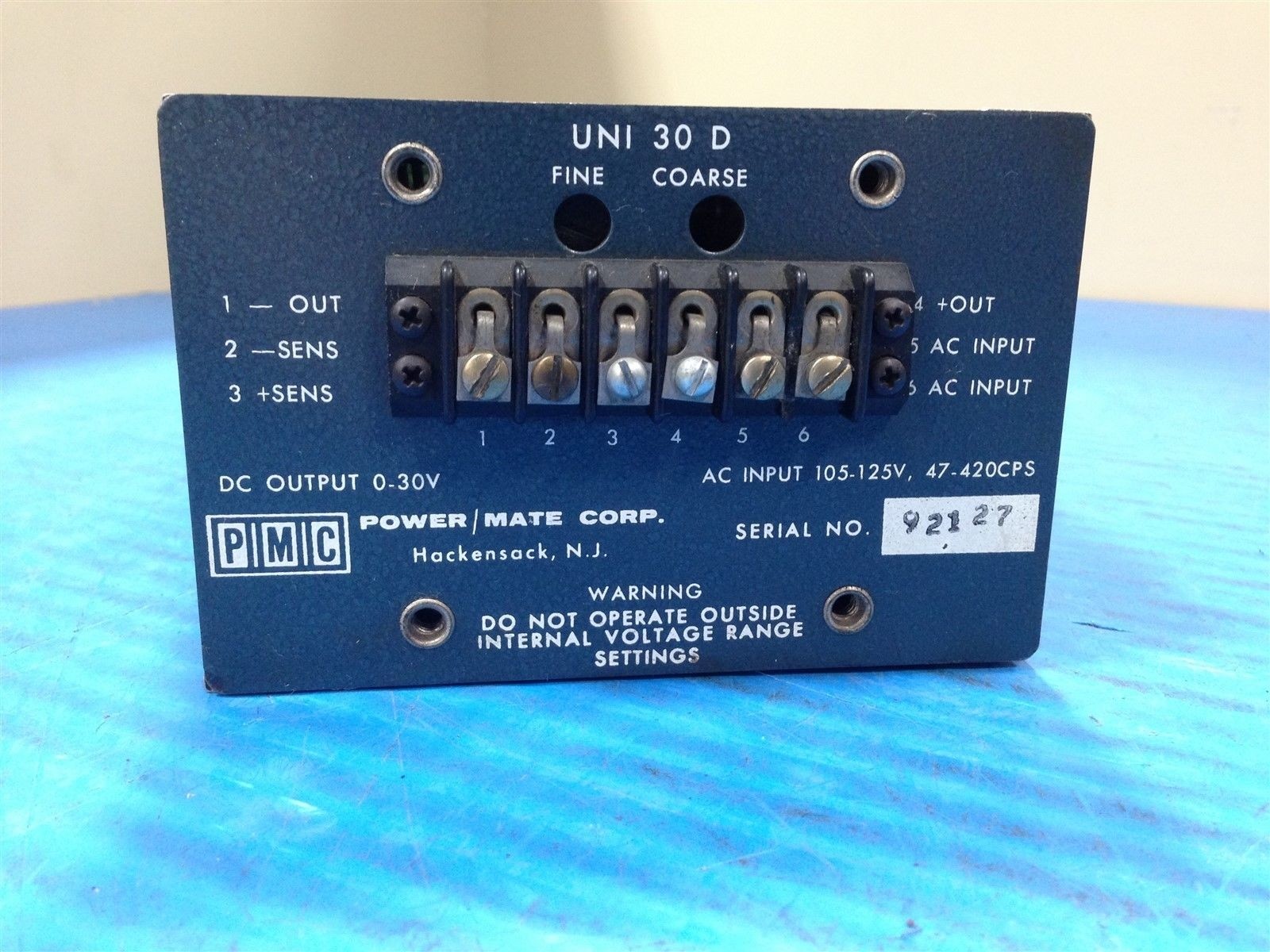 USED POWER MATE PMC UNI 30 D REGULATED POWER SUPPLY MODIFIED TO OEM-28D (J7)