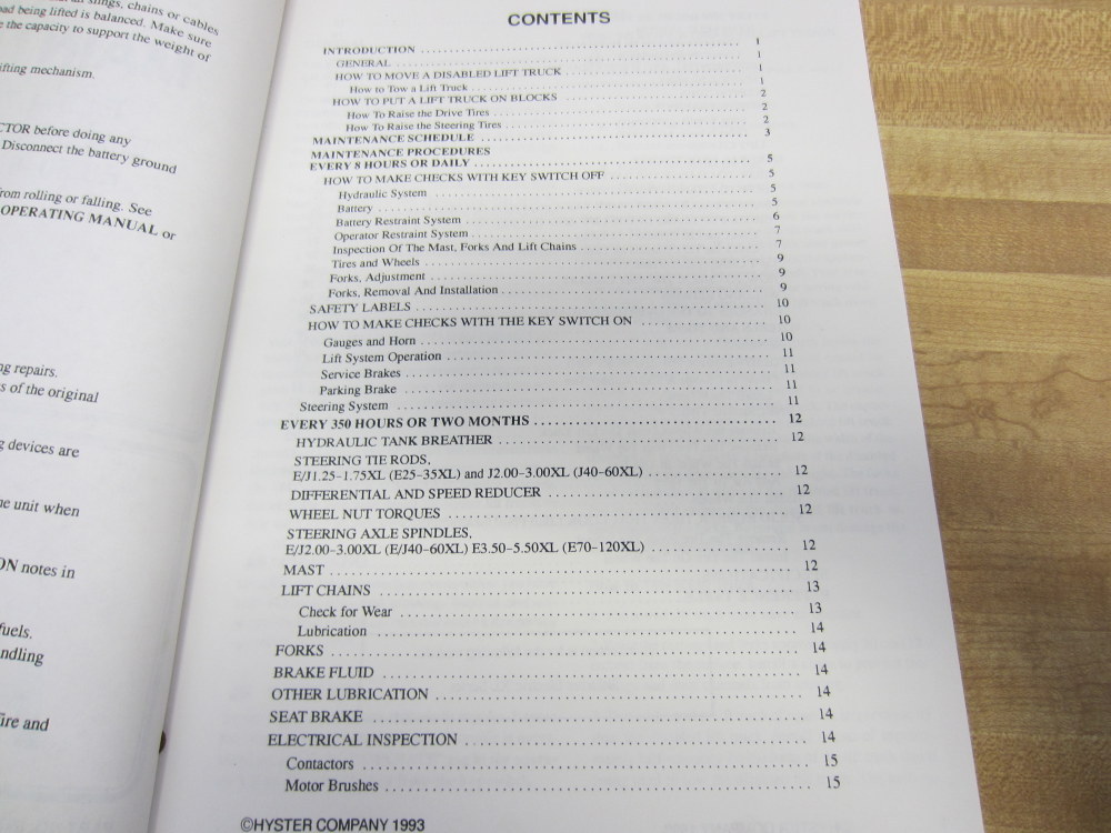 Hyster 897001 Maintenance Manual 1993 E25-35XL E/J40-60XL