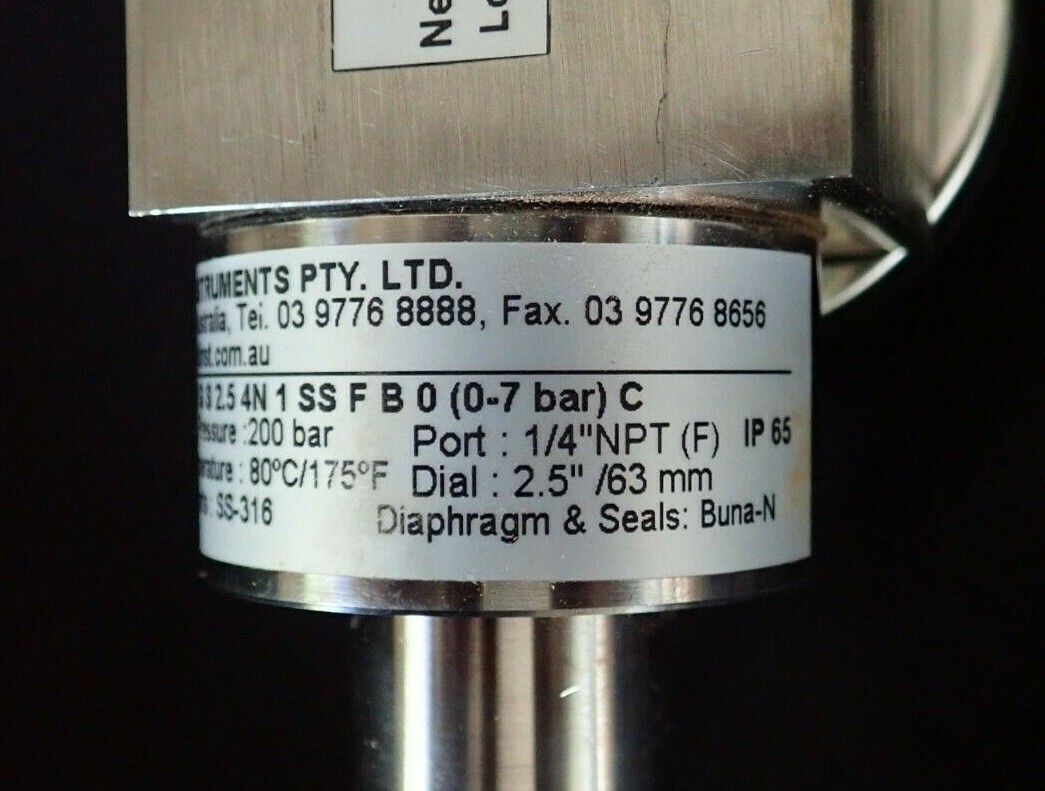 AMBIT 200 DGR 0- 7 BAR /G/S/2.5/4N/1/SS/F/B/0/ (0-7 BAR) C ROLLING DIAPHRAGM