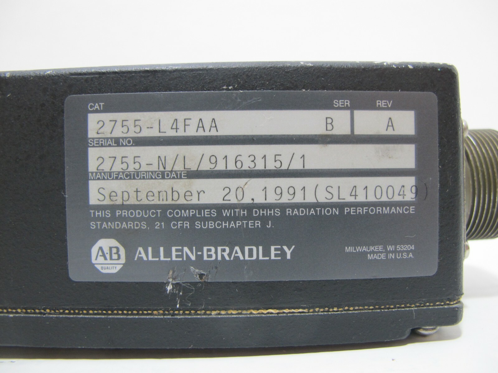 Allen Bradley 2755-L4FAA Bar Code Scanner BCS 2755L4FAA Sensor Scan AB Barcode