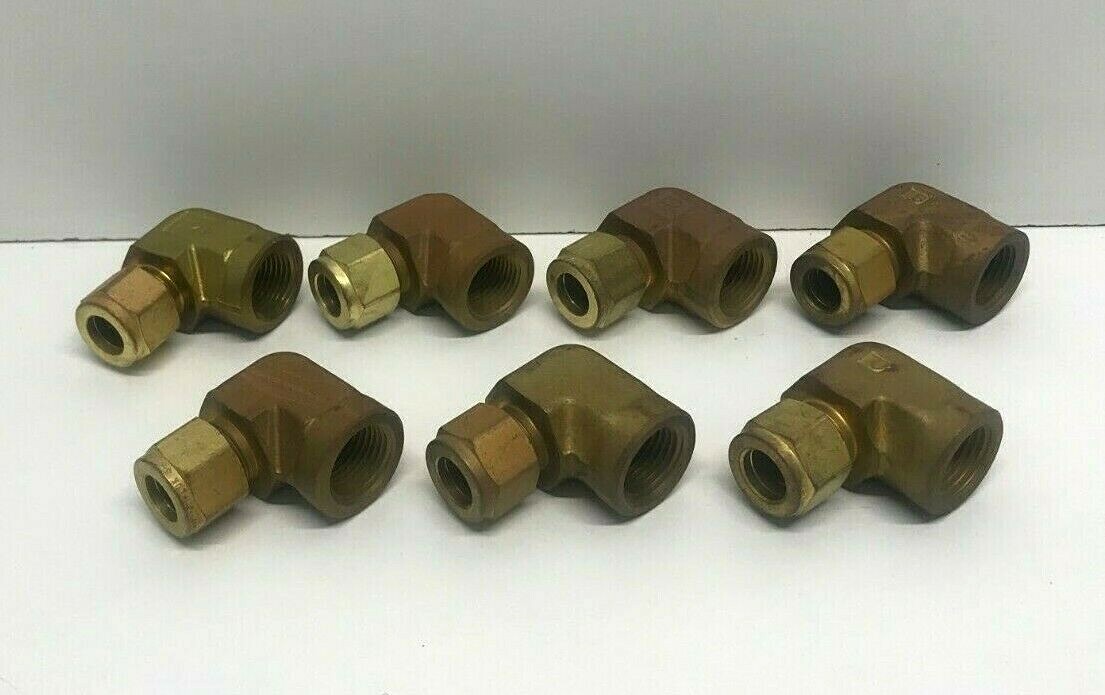 LOT OF 7 NEW OLD STOCK! PARKER 1/2″ MNPT X 1/2″ FNPT BRASS FEMALE ELBOWS 8FEL8N