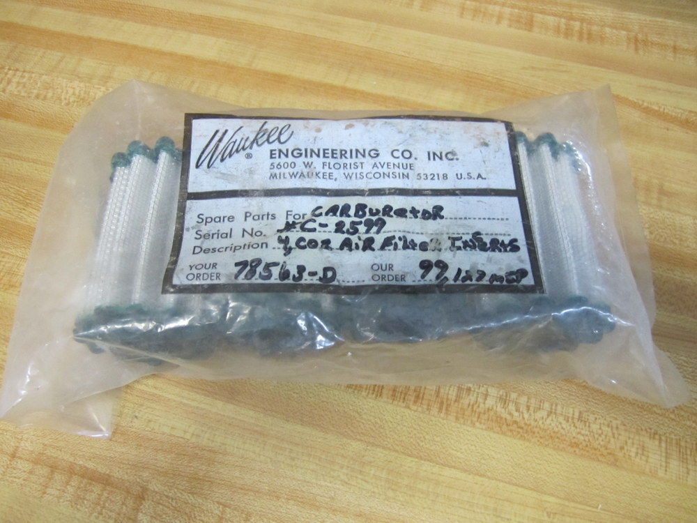 Waukee C-2599 Air Filter Inserts 78563-D (Pack of 4)