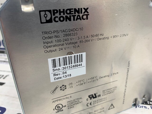 Lot of (3) Phoenix Contact 24V Power Supply – TRIO-PS/1AC/24DC/10 w/Warranty