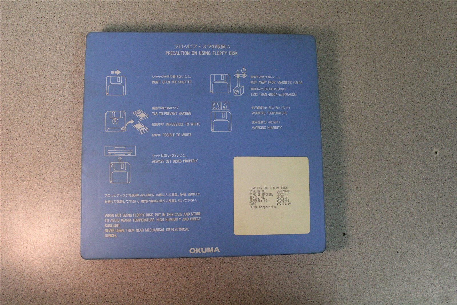 Micro Floppy Disk Case 3.5″ x 12 Disks E8048-090-426-1 Okuma *FREE SHIPPING*