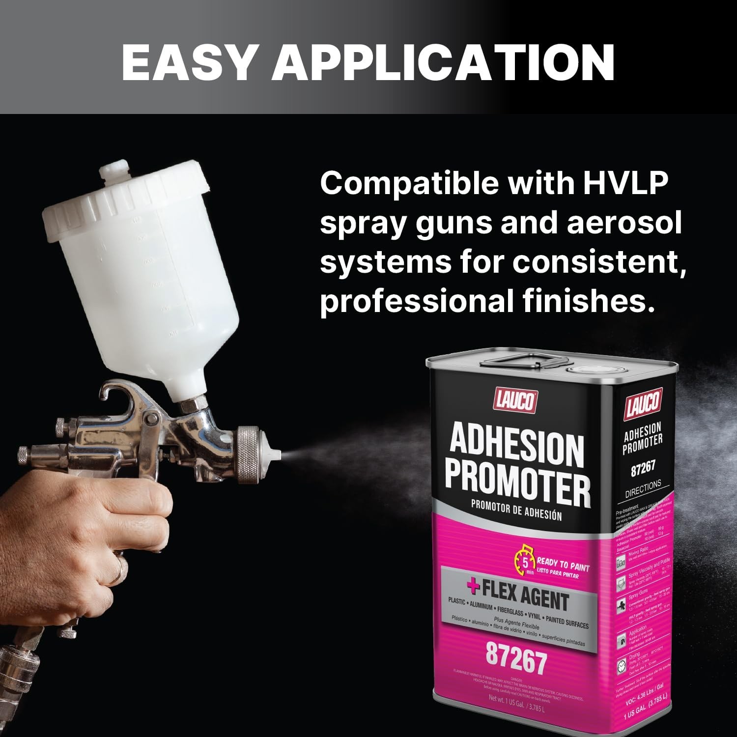 Lauco Adhesion Promoter 1 Gal – Fast Dry for Plastic, Metal, Fiberglass, Paint