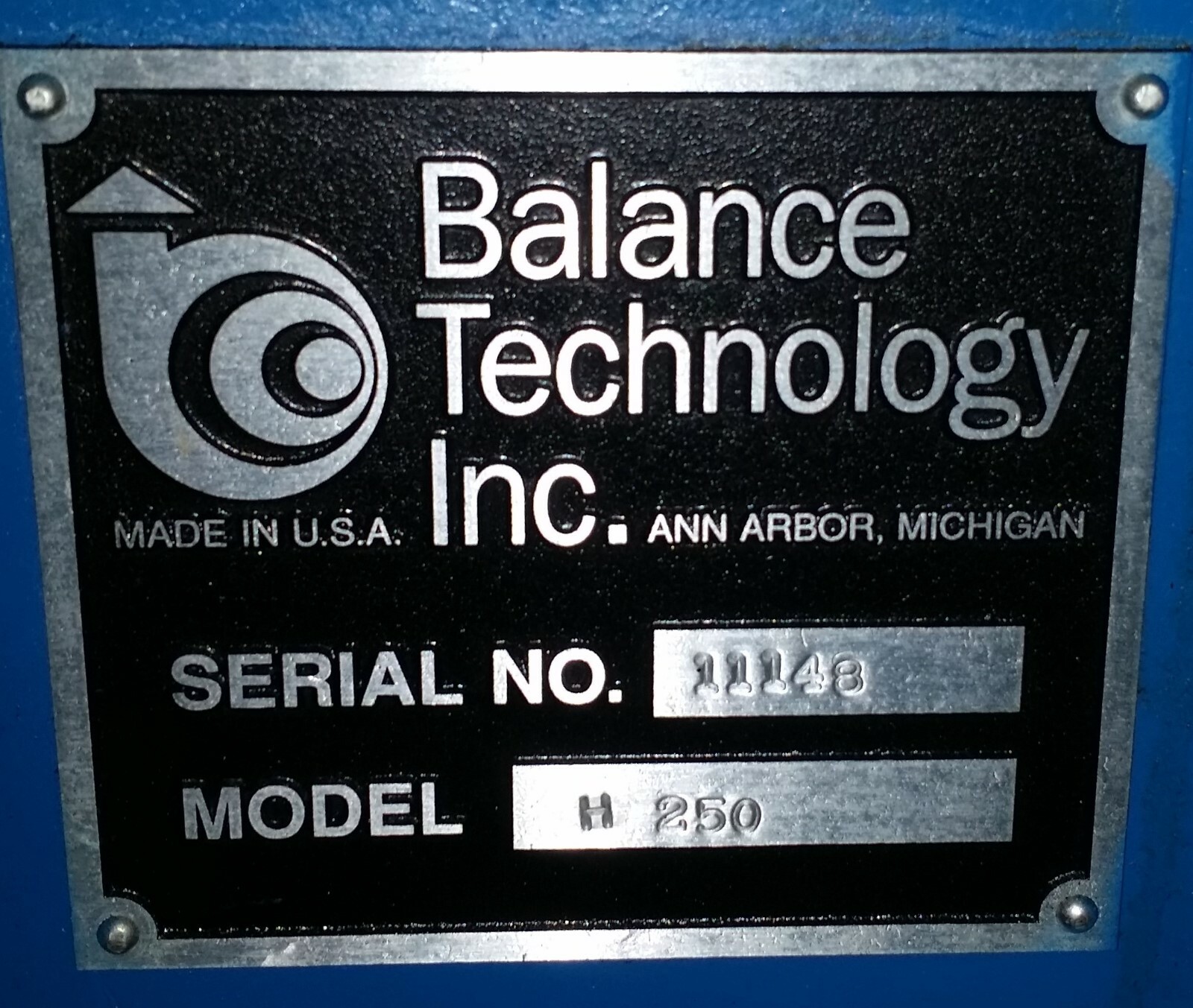 250 lb. Balance Technology Inc #H-250 Horizontal Balancer w/Safety Shield