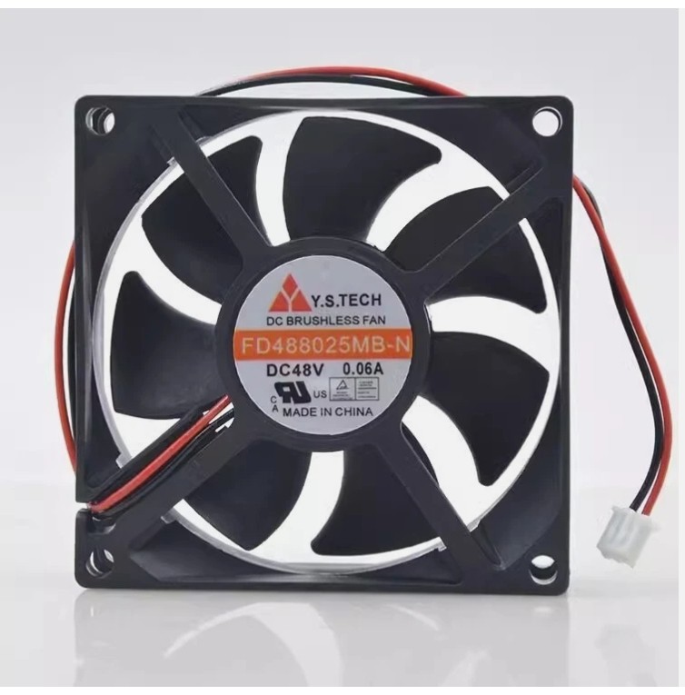 Y.S.TECH FD488025MB-N 8025 DC48V 0.06A 8CM 2-Pin Ball Inverter Cooling Fan