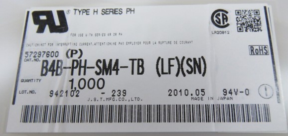 JST B4B-PH-SM4-TB (LF)(SN) Qty of 200 per Lot CONN HEADER PH TOP 4POS 2MM SMD