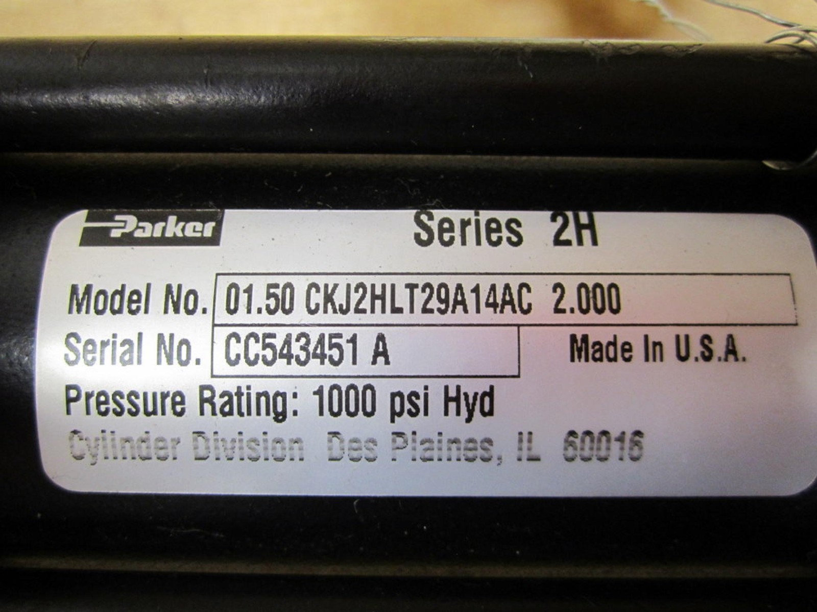 Parker 01.50 CKJ2HLT29A14AC 2.000 Cylinder