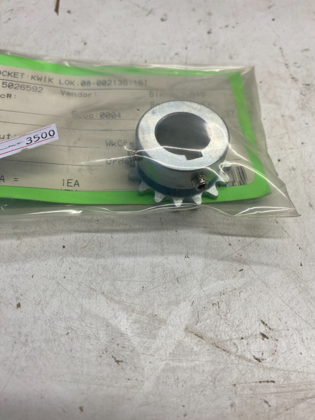 Kwik-lok Bag Closure 08-002136 16T gear drive wheel Motor Sprocket