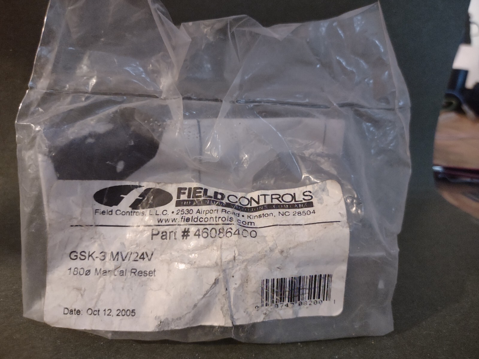 FIELD CONTROLS 46086404 GSK-250M MV/24V THERMAL SAFETY SWITCH MANUAL RESET