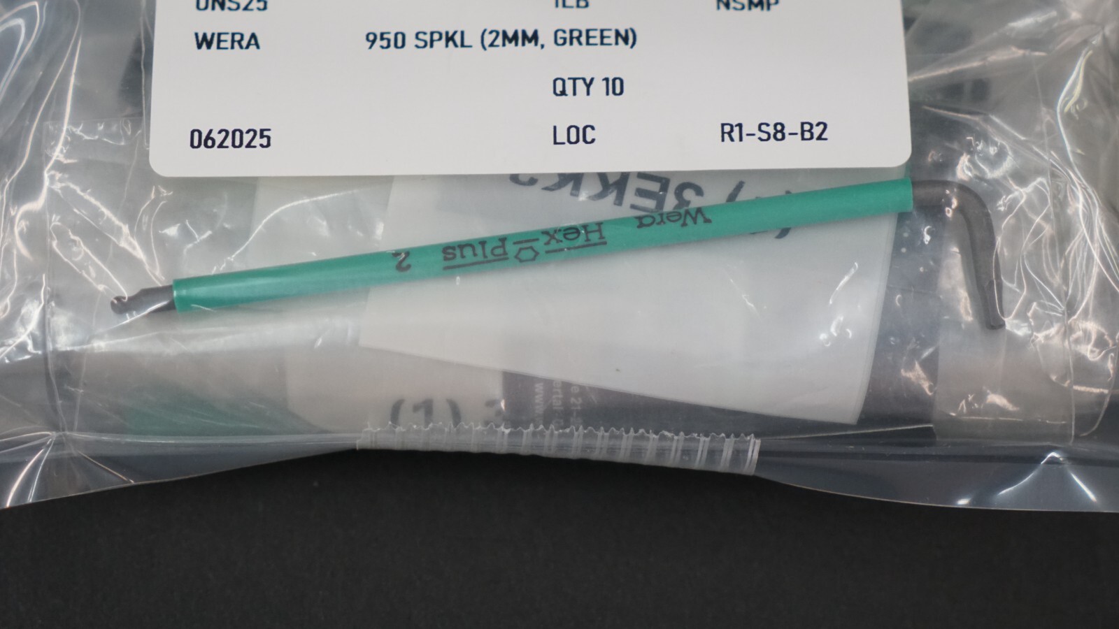 Wera 950 SPKL Ball End Hex Key, 2mm L-Key, Green (QTY 10)