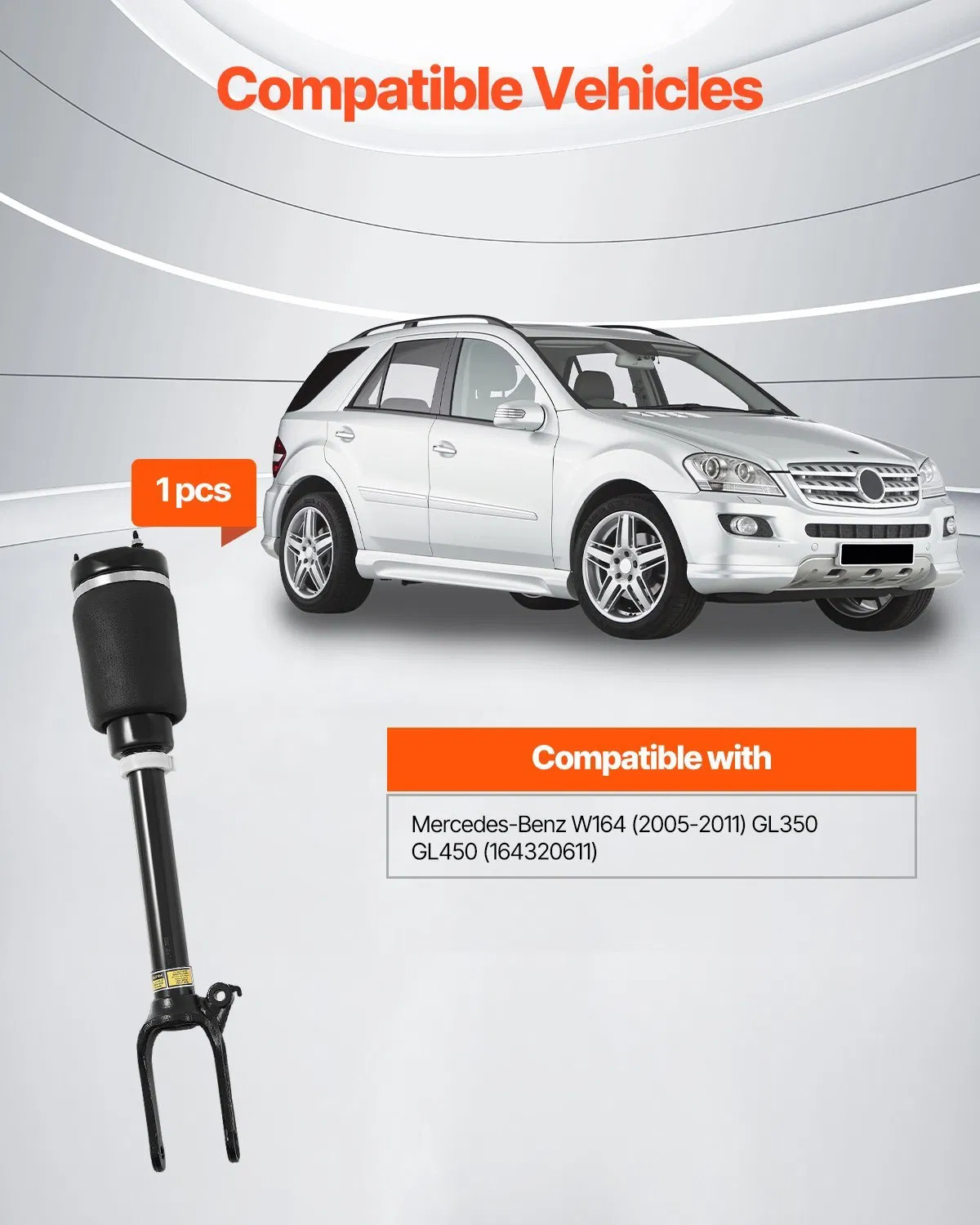 Front Air Suspension Struts Shock Absorbers, Compatible With Mercedes Benz W164