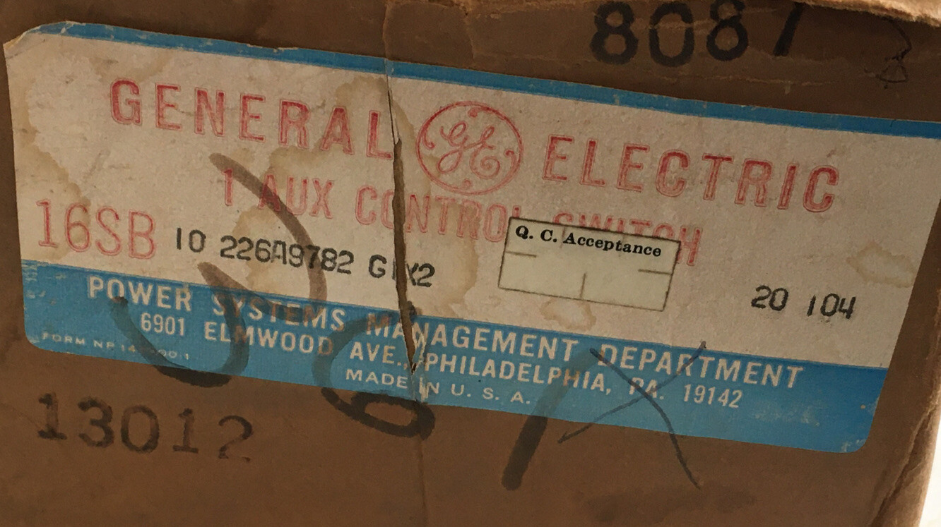 *New-Open-Box* General Electric Six Control Switch 16SB10226A9782G1X2