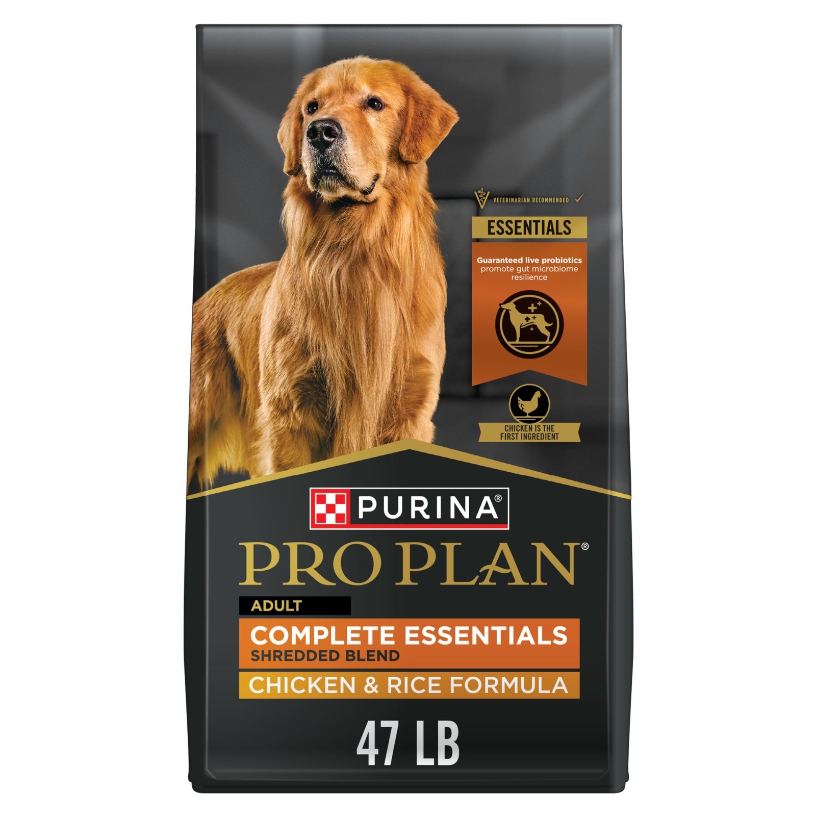 Purina Pro Plan Complete Essentials Shredded Blend Chicken and Rice Dog, 47 lb