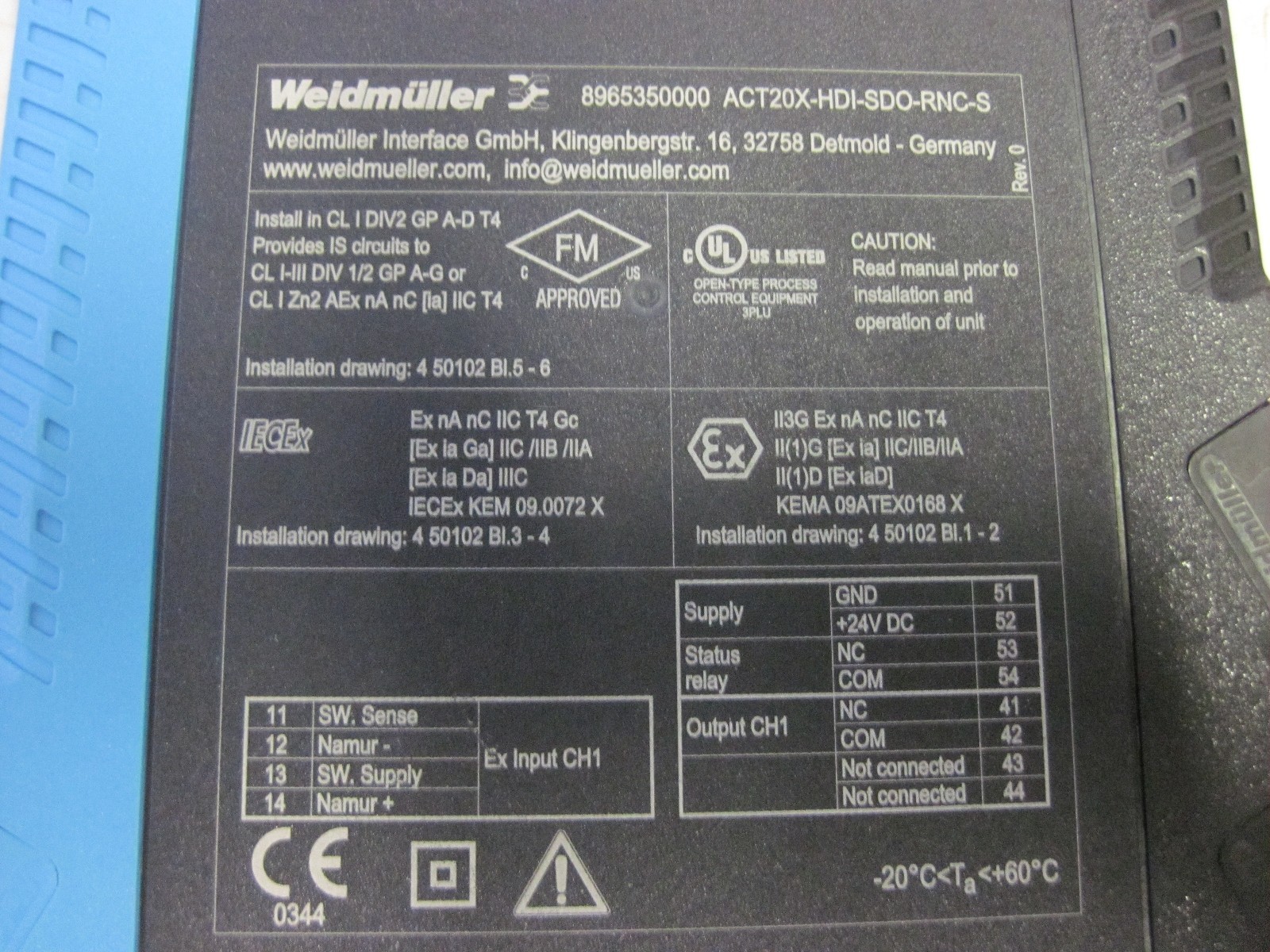 100% WARRANTY Weidmuller ACT20X Signal Converter ACT20X-HDI-SDO-RNC-S