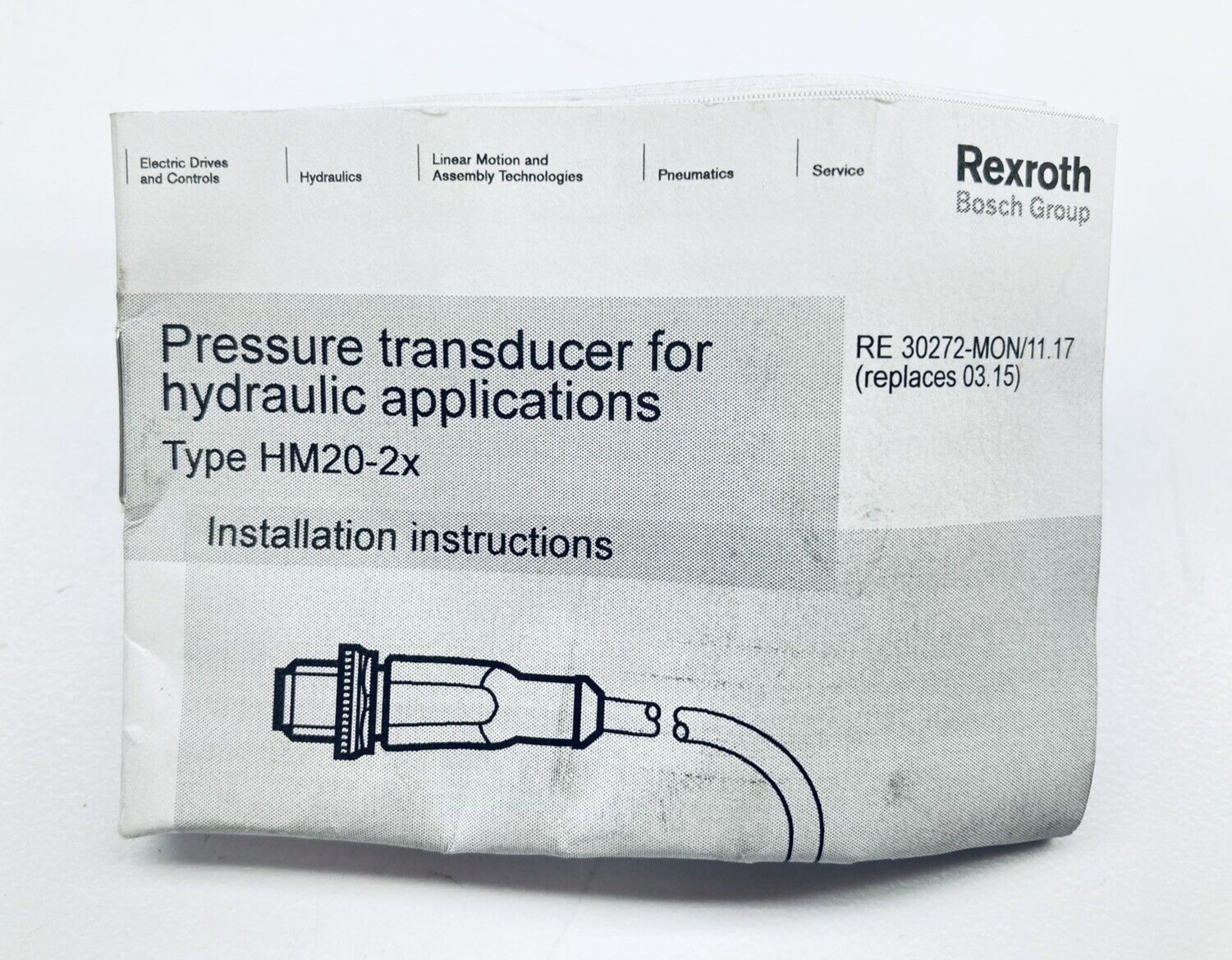 UNUSED REXROTH R901342027 PRESSURE TRANDSDUCER SENSOR 0-250BAR HM20-21/250-H-K35