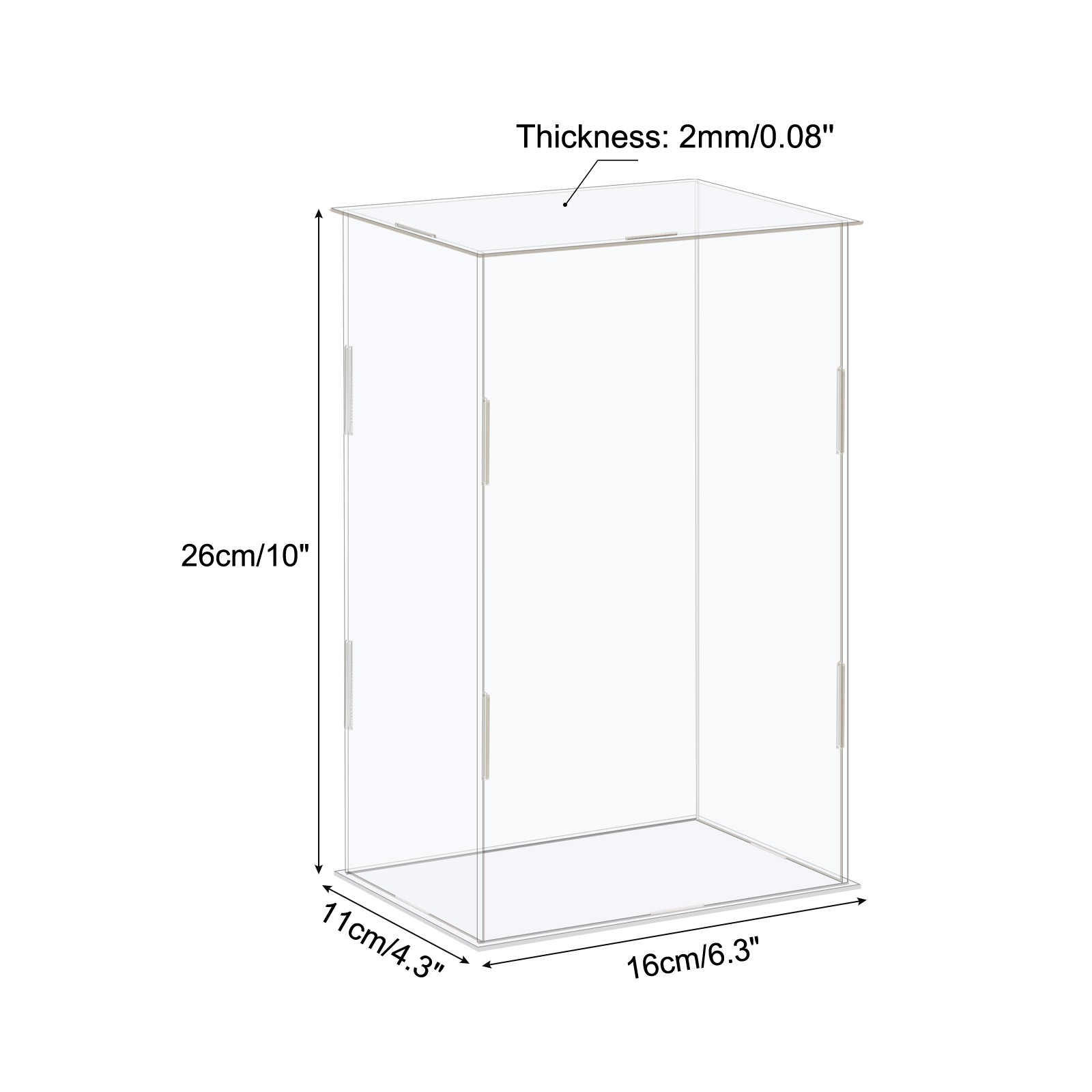 Display Case Box Acrylic Box Transparent Showcase 16x11x26cm for Collectibles