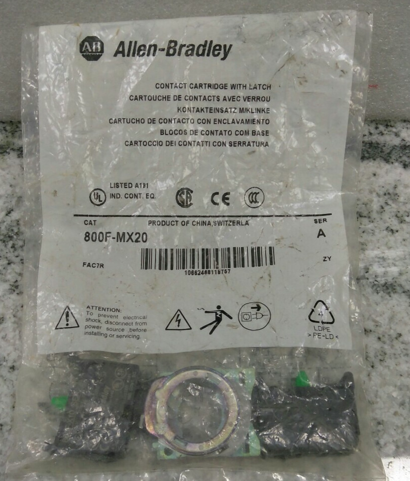 ALLEN-BRADLEY/ 800F-MX20/ CONTACT CARTRIDGE/ WITH LATCH/ SER A/NEW (B1E1UP