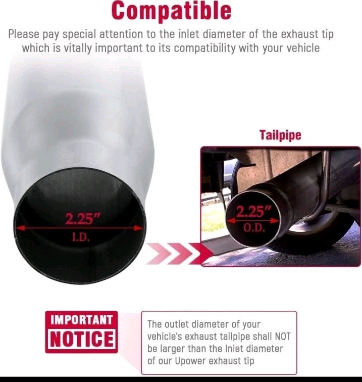 Upower Stainless Steel Exhaust Tips 8in