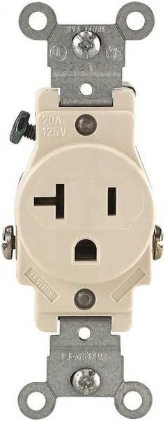 Leviton 5801-T Narrow Body Single Receptacle 20A 125V NEMA 5-20R