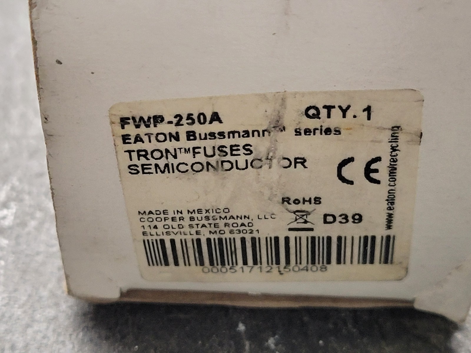 Eaton Bussman FWP-250A Fuse.