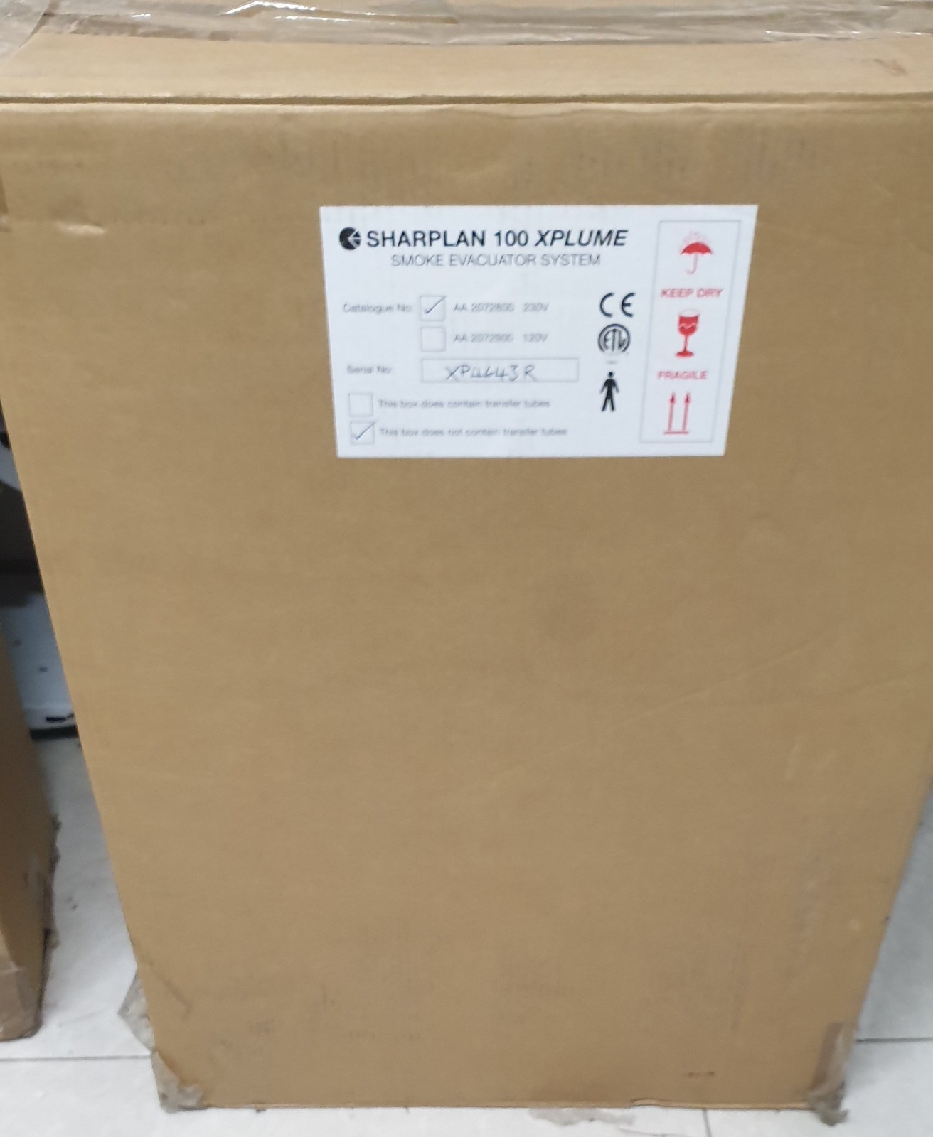 SHARPLAN 100 XPLUME Smoke Evacuator System 230V – P/N: AA 2072800 – NEW