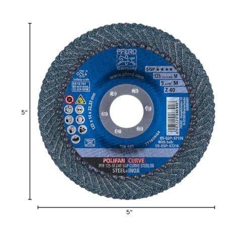 Pferd 5X7 8 Medium Flap Disc For Fillet Welds 60 Grit Zirconia Aluminum Oxide