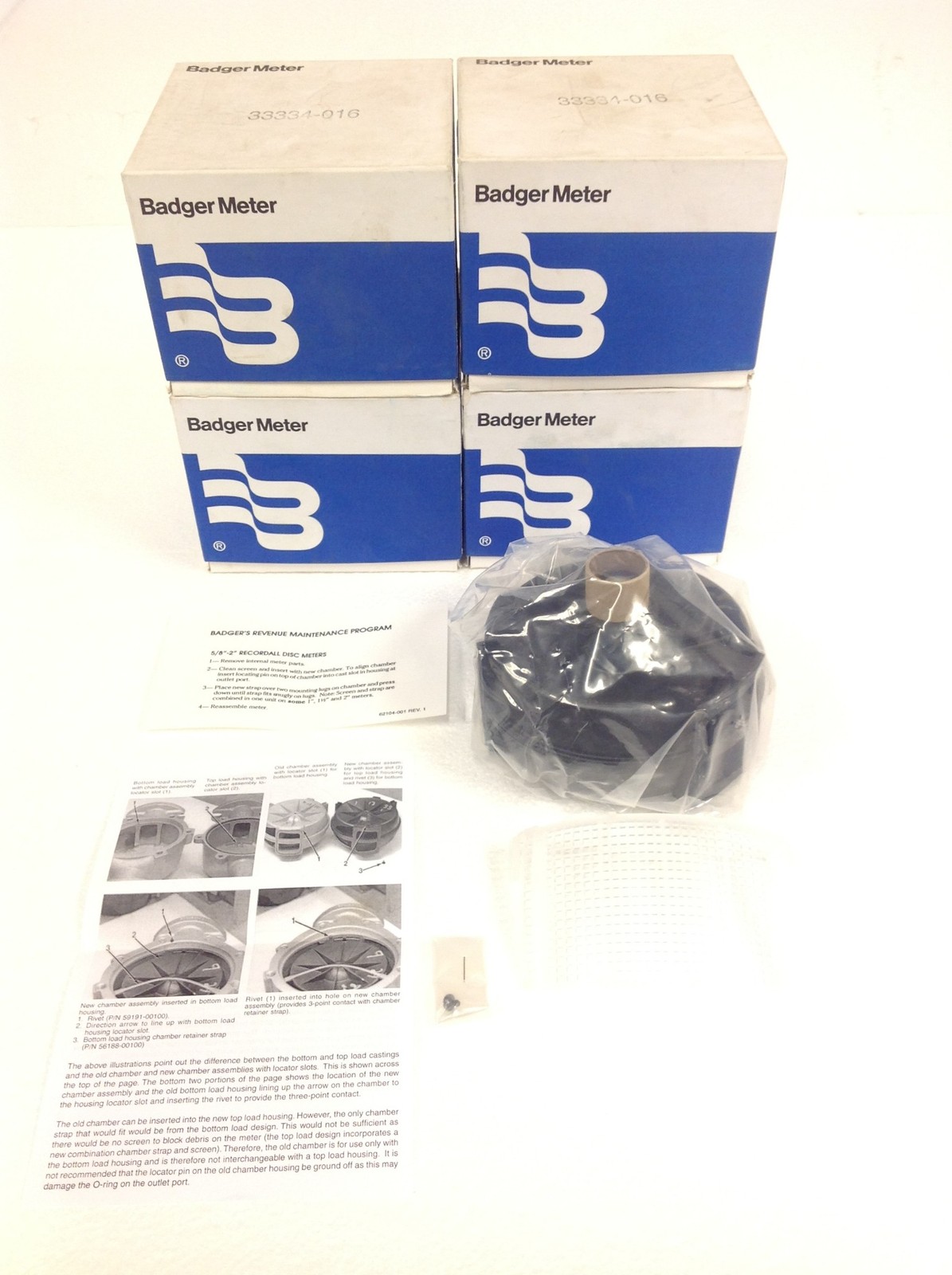 NEW Badger Meter 33334-016 Chamber & Disc Assembly w/ Instruction Sheet FREESHIP