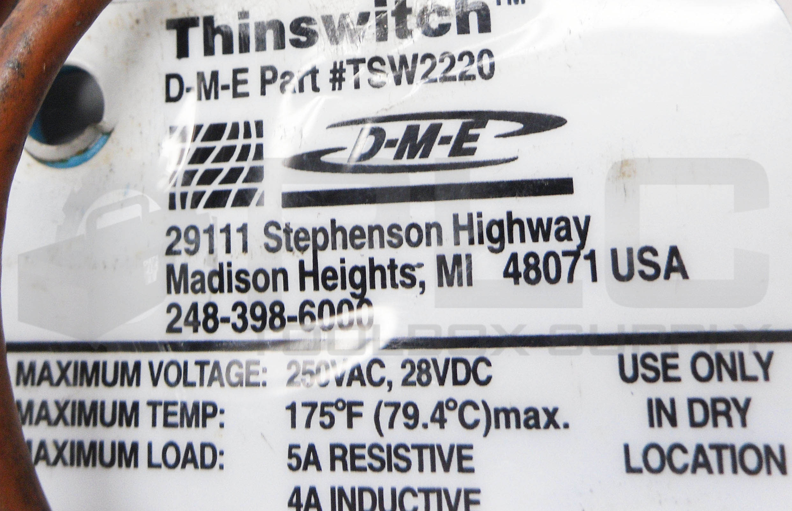 D-M-E TSW2220 THINSWITCH LIMIT SWITCH 250VAC 28VDC 175DEG F 5/4A