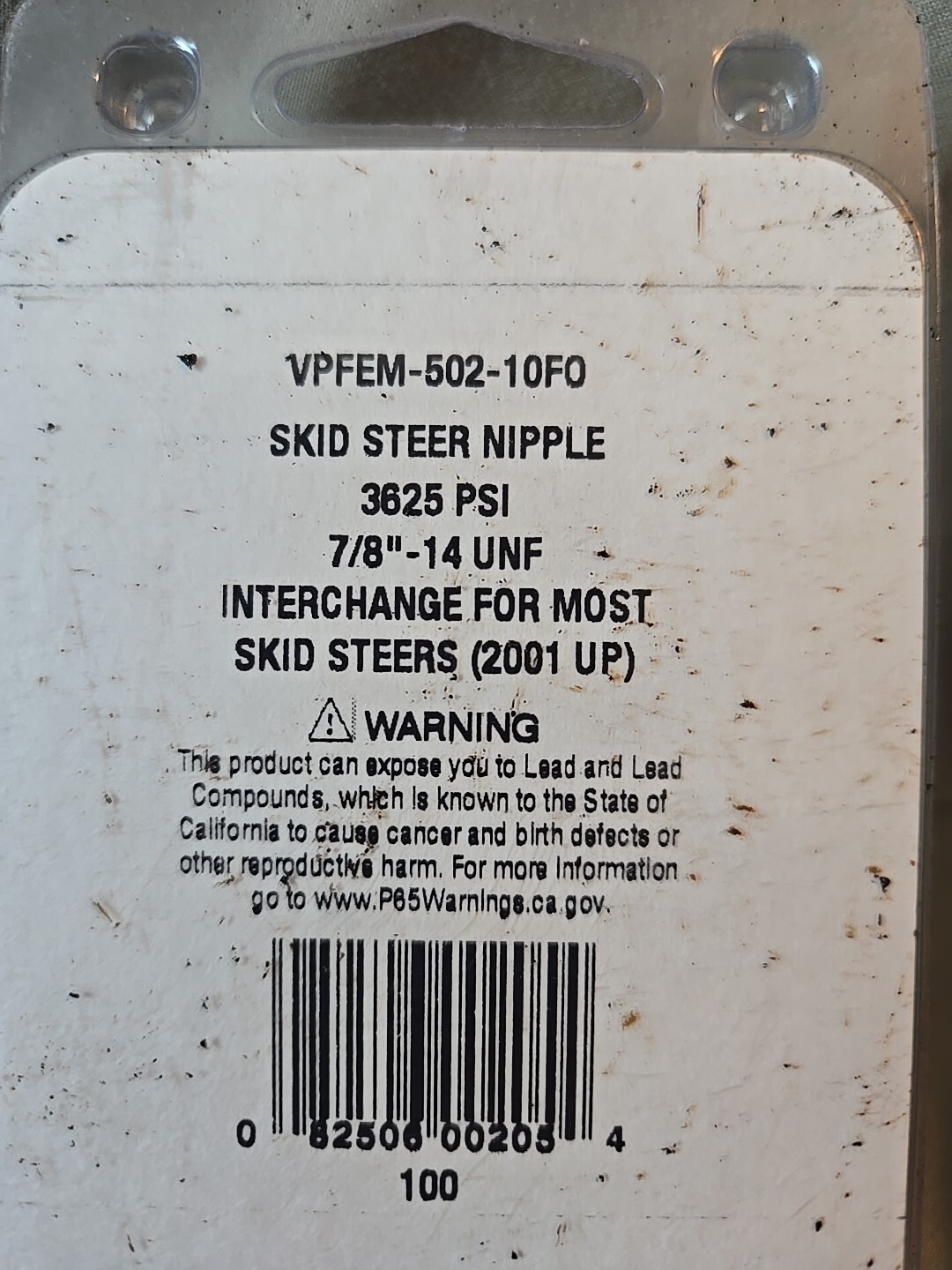 OEM Pioneer Skid Steer Nipple VPFEM-502-10F0 3625PSI 7.8″-14