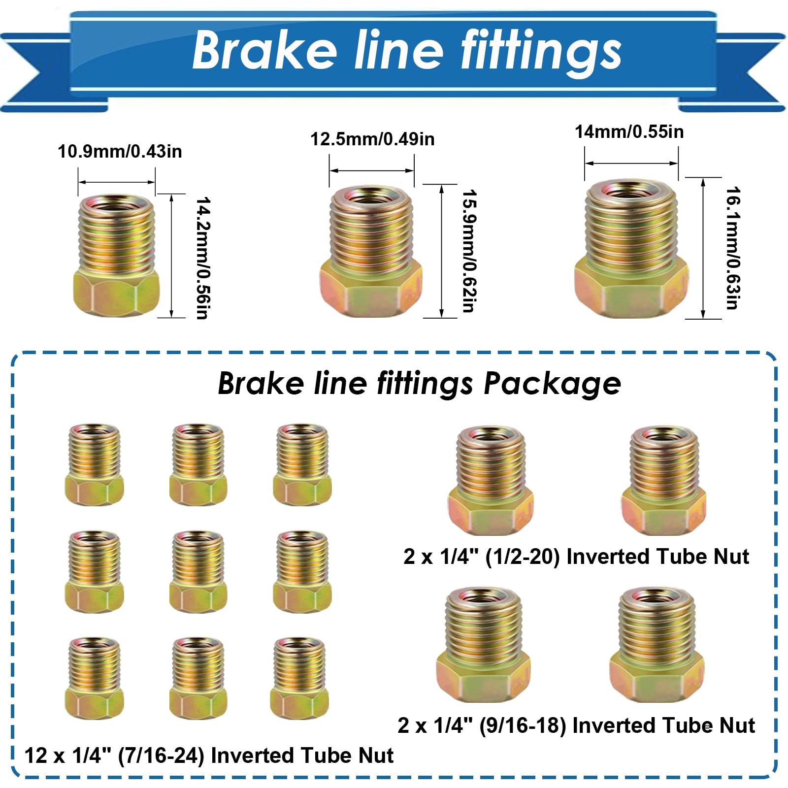 Eoppen 1/4Inch x 25 ft Brake Line Tubing Kit Flexible 1/4 Inch Gold, Gold