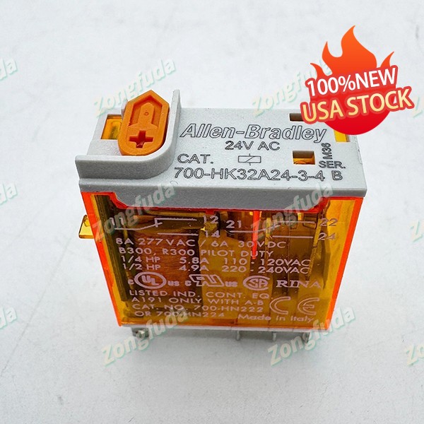 New Original Allen-Bradley 700-HK32A24-3-4 Slim DPDT Relay 24VAC 8A