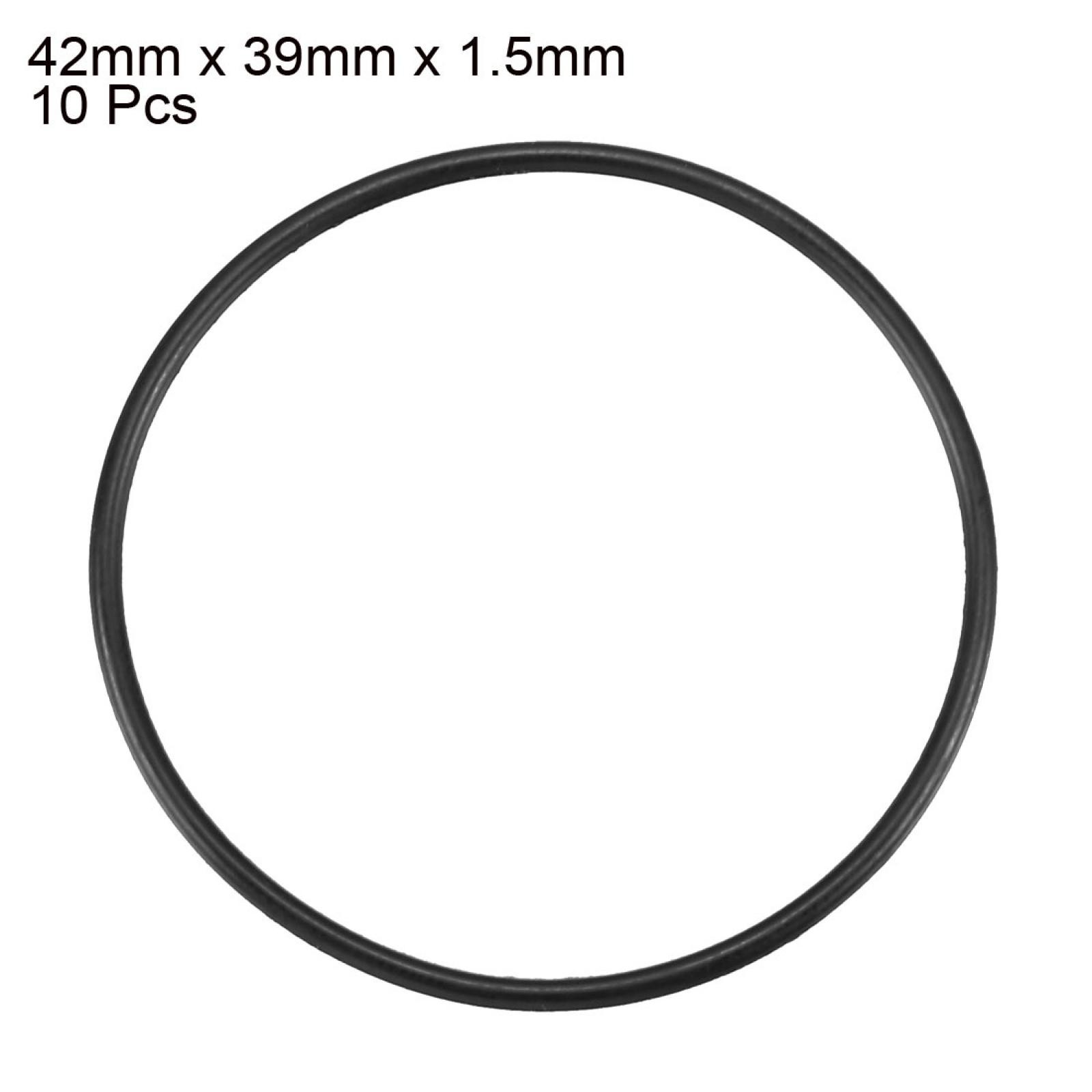 10 Pcs Black Rubber Oil Seal O Ring Gasket Washers 42mm x 39mm x 1.5mm